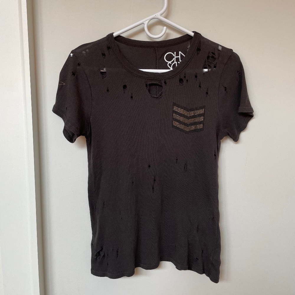 Chaser Distressed top with studs and embellishments